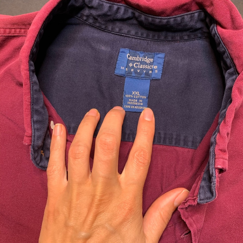 Deep Red Button Down Shirt with Pocket